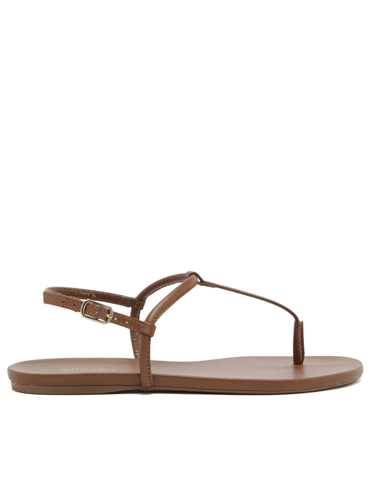 Sandália Feminina Rasteira Slim Marrom Arezzo