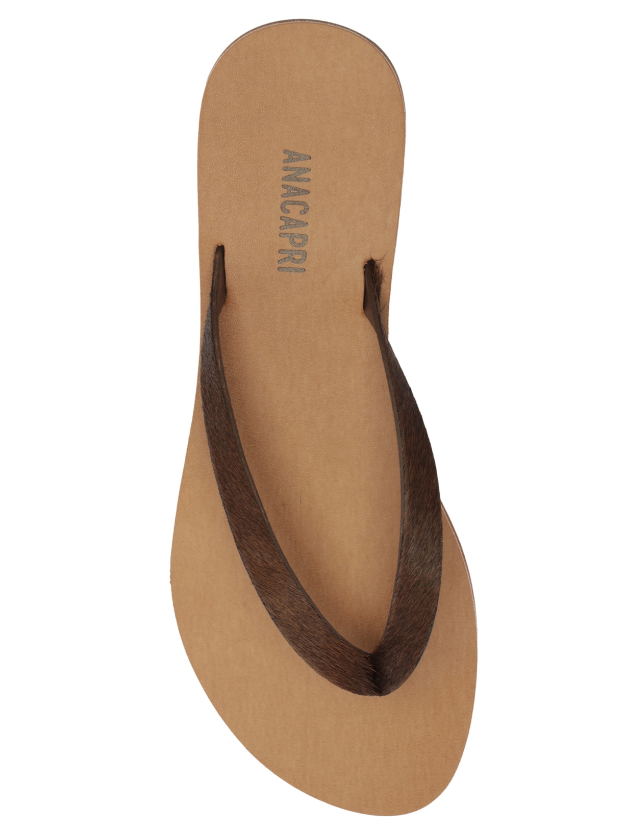 Sandália Feminina Rasteira Slim Tira Única Couro Marrom Anacapri