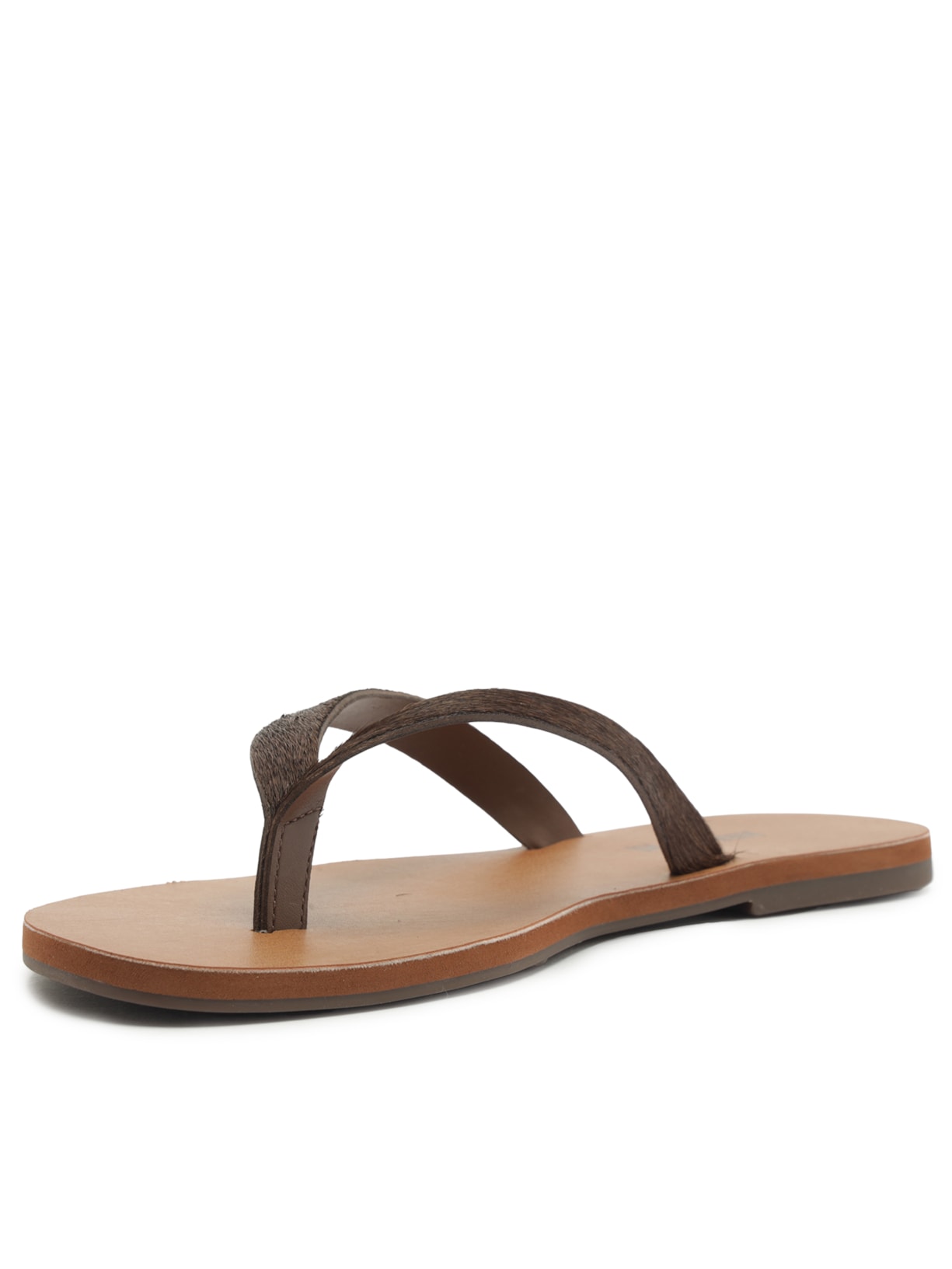 Sandália Feminina Rasteira Slim Tira Única Couro Marrom Anacapri