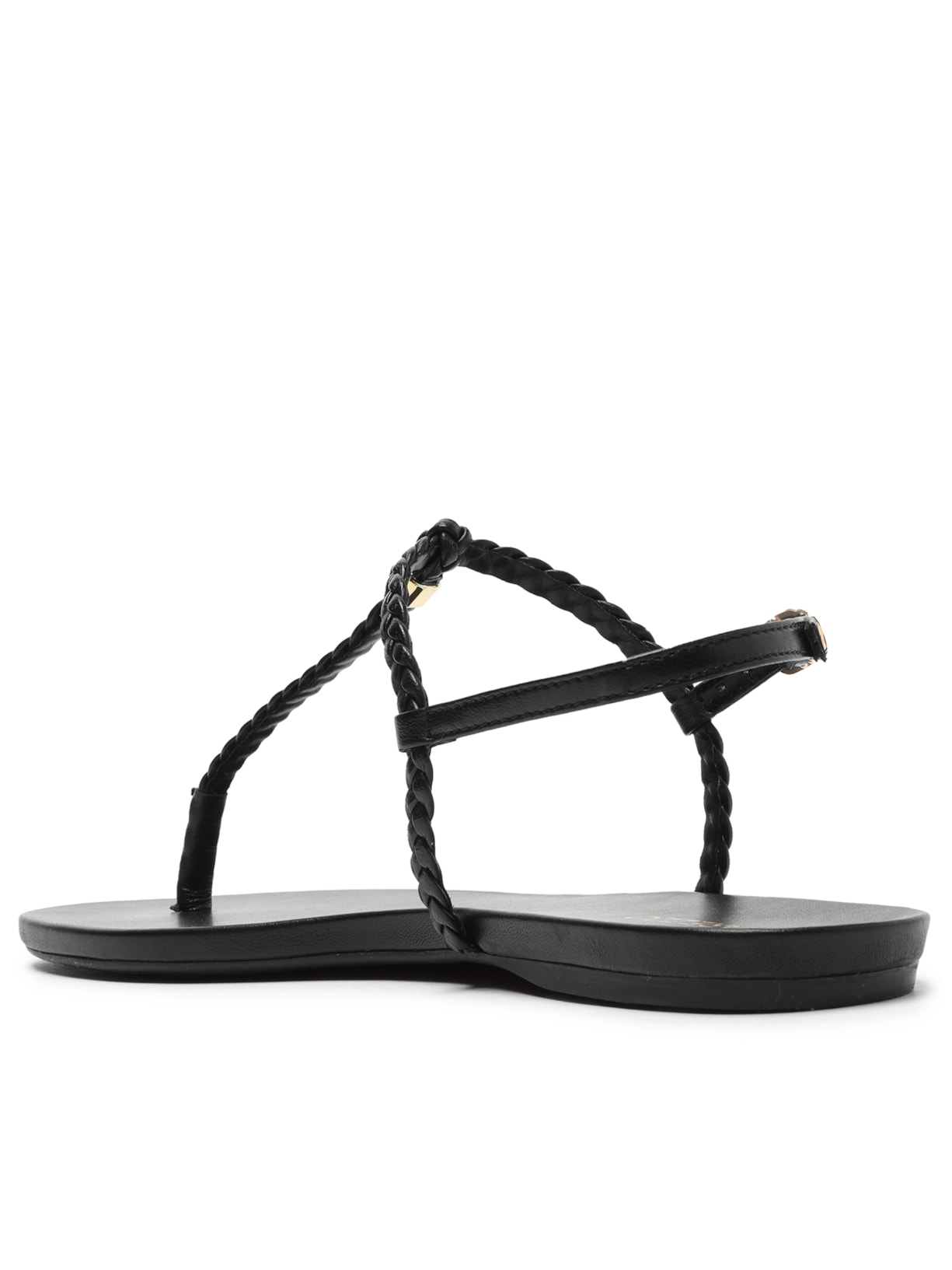 Sandália Feminina Rasteira Slim Tiras Trançadas Preto Arezzo