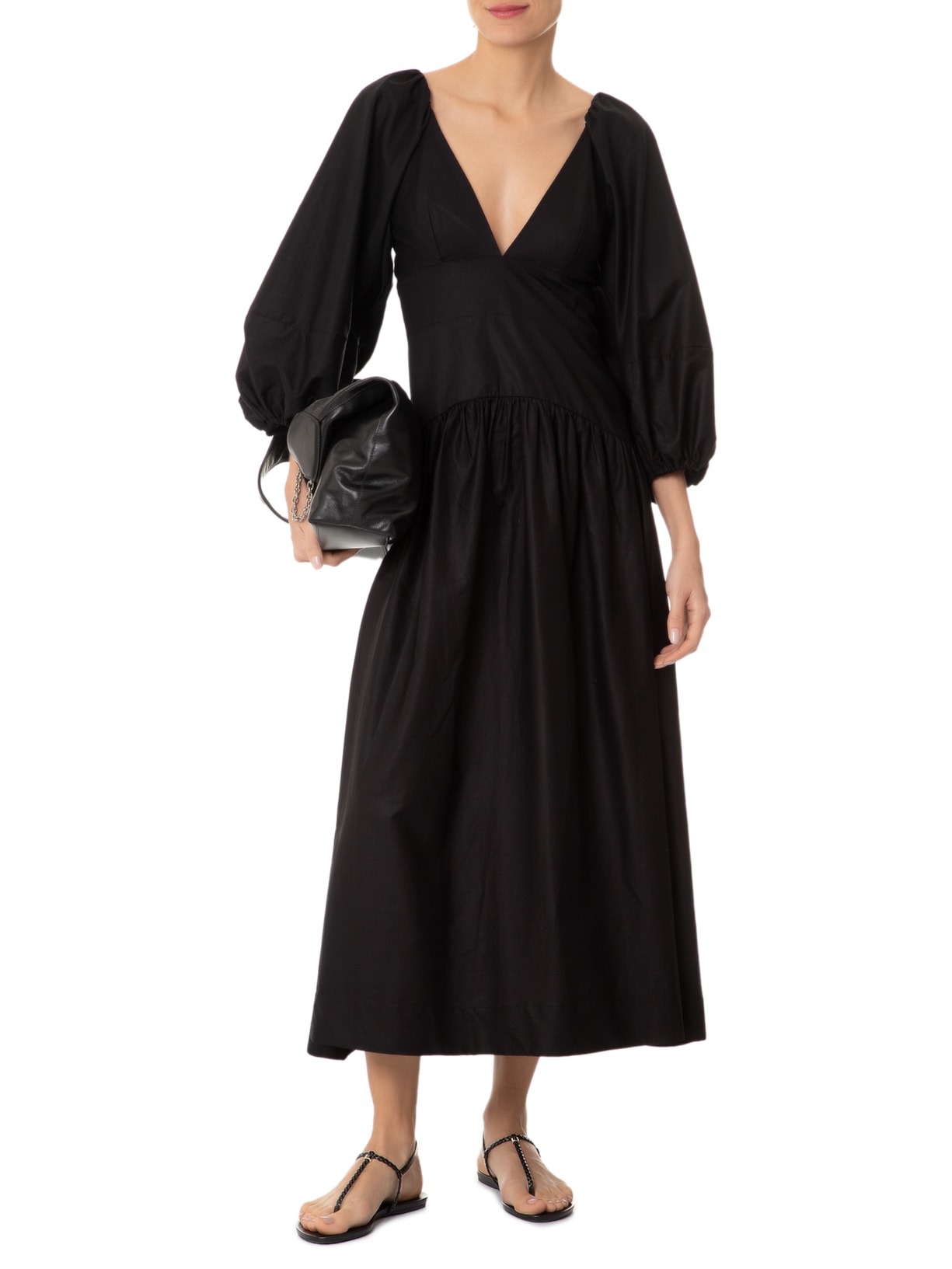 Sandália Feminina Rasteira Slim Tiras Trançadas Preto Arezzo