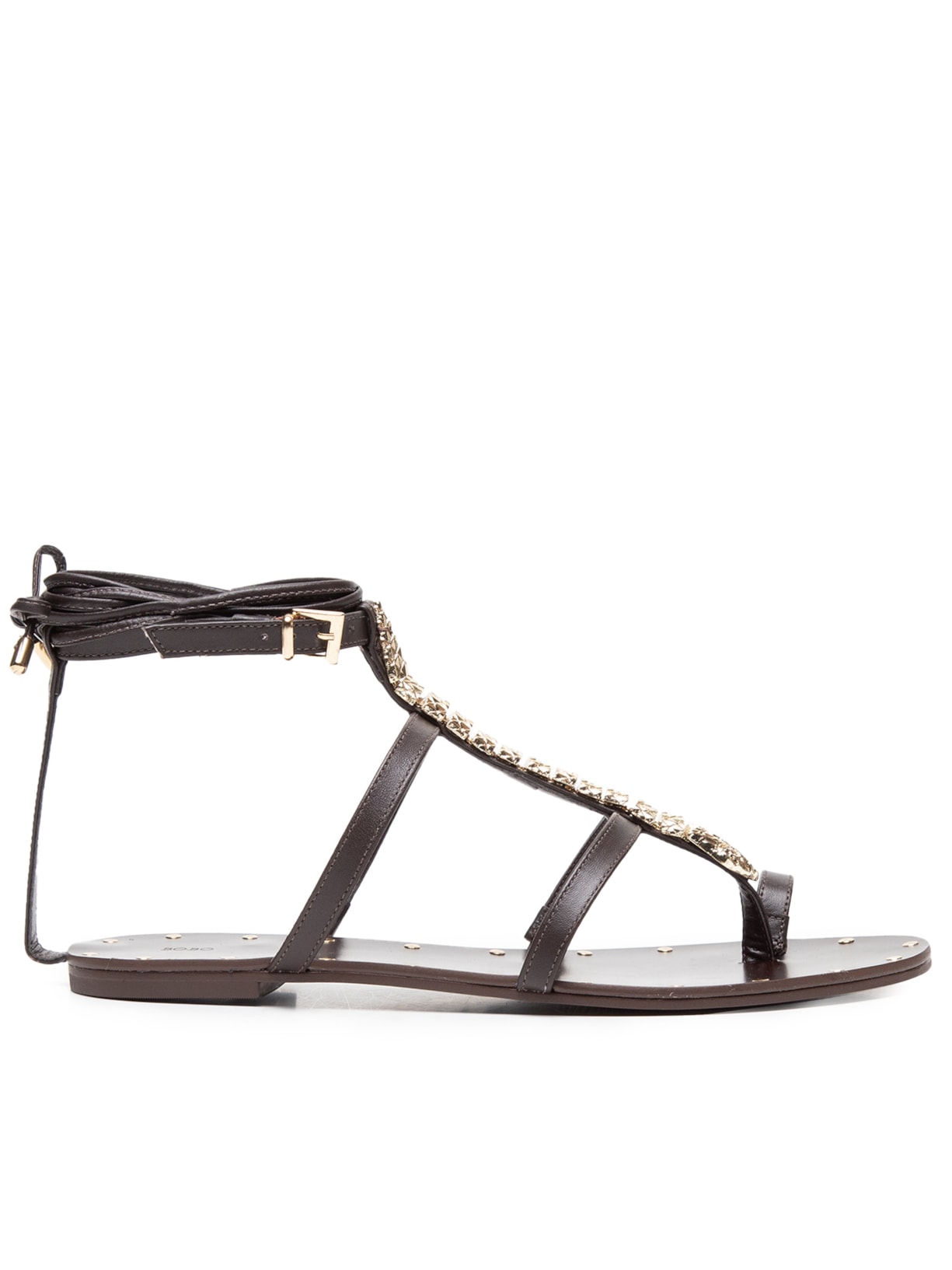 Sandália Feminina Rasteira Snake - Marrom