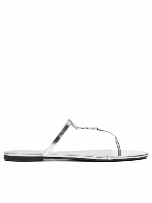 Sandália Feminina Rasteira Statement Flats - Prata