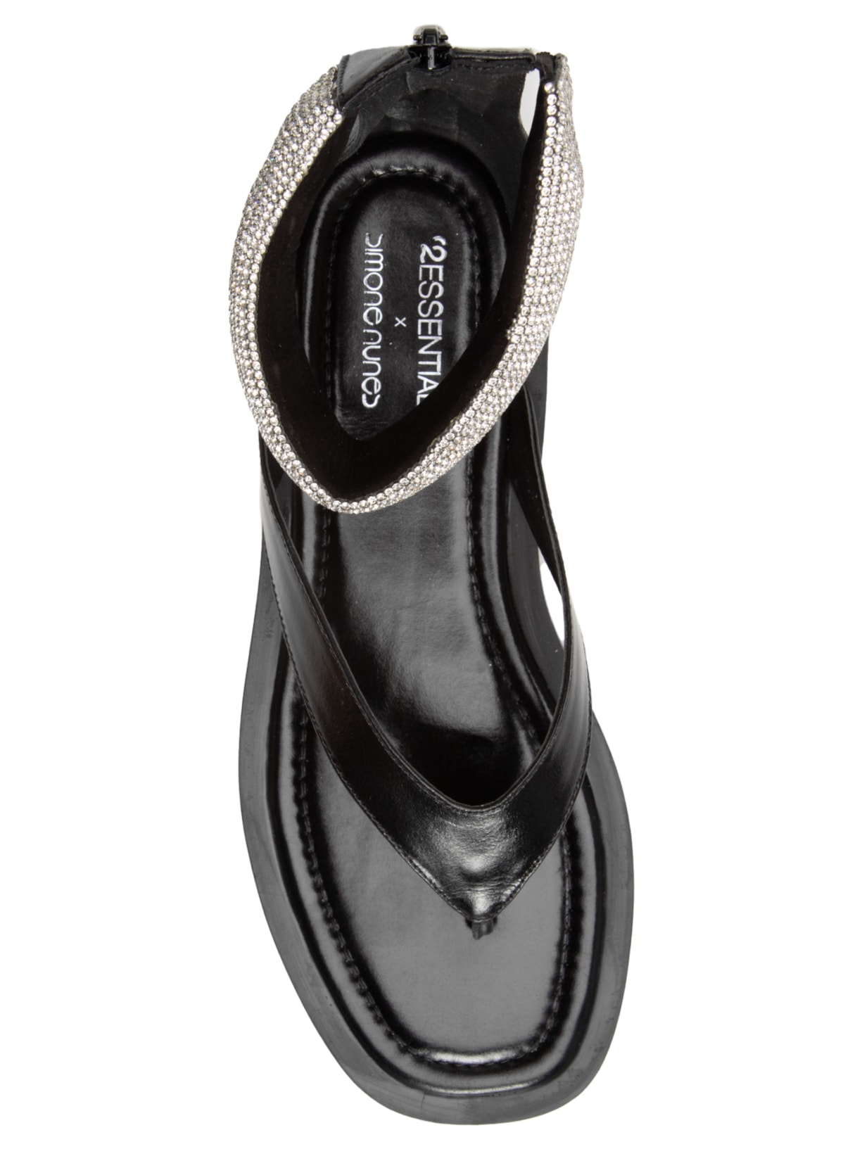 Sandália Feminina Rasteira Strass Preto '2Essential + Simone Nunes