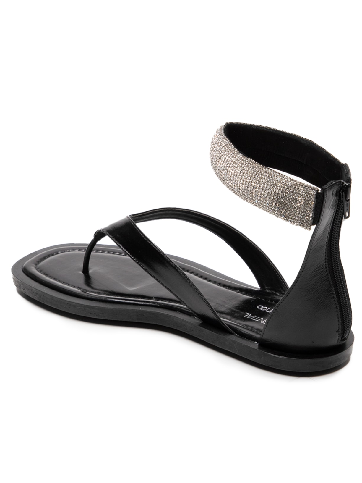 Sandália Feminina Rasteira Strass Preto '2Essential + Simone Nunes