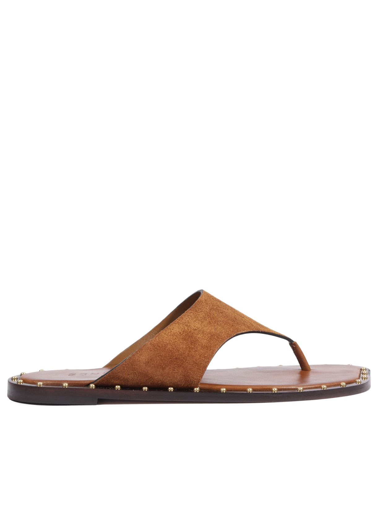 Sandália Feminina Rasteira Studs Marrom Schutz