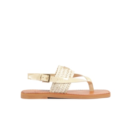 Sandália Feminina Rasteira Tira Tressê Couro - Branco