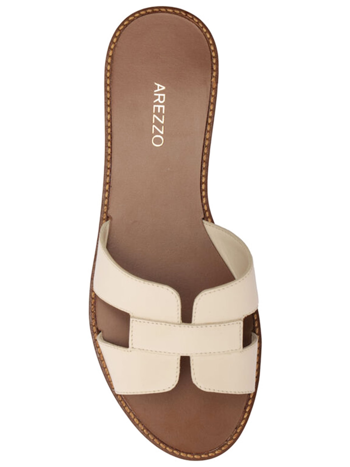 Sandália Feminina Rasteira Tira Vazada Off White Arezzo