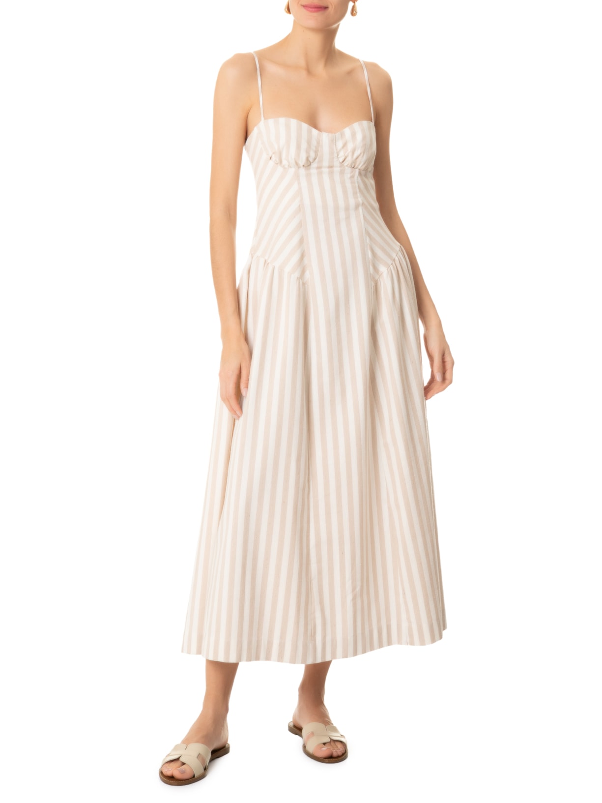 Sandália Feminina Rasteira Tira Vazada Off White Arezzo