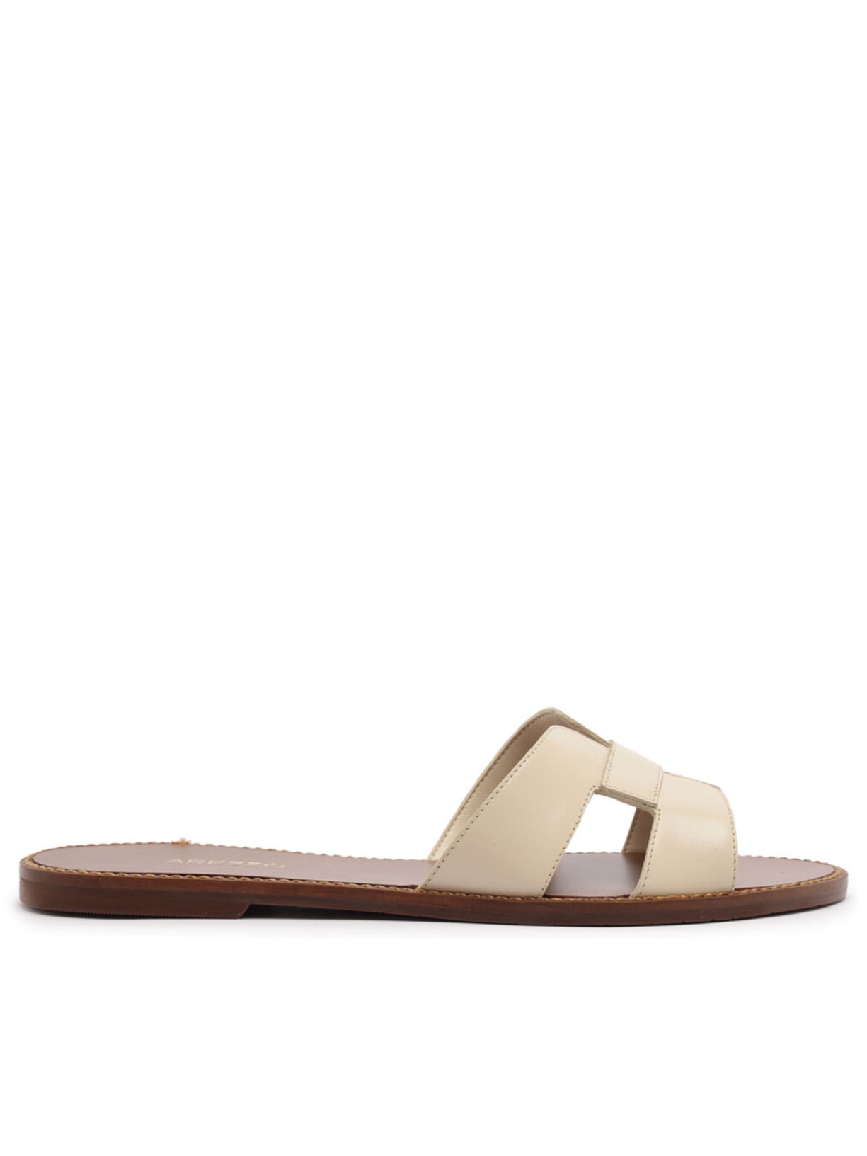 Sandália Feminina Rasteira Tira Vazada - Off White