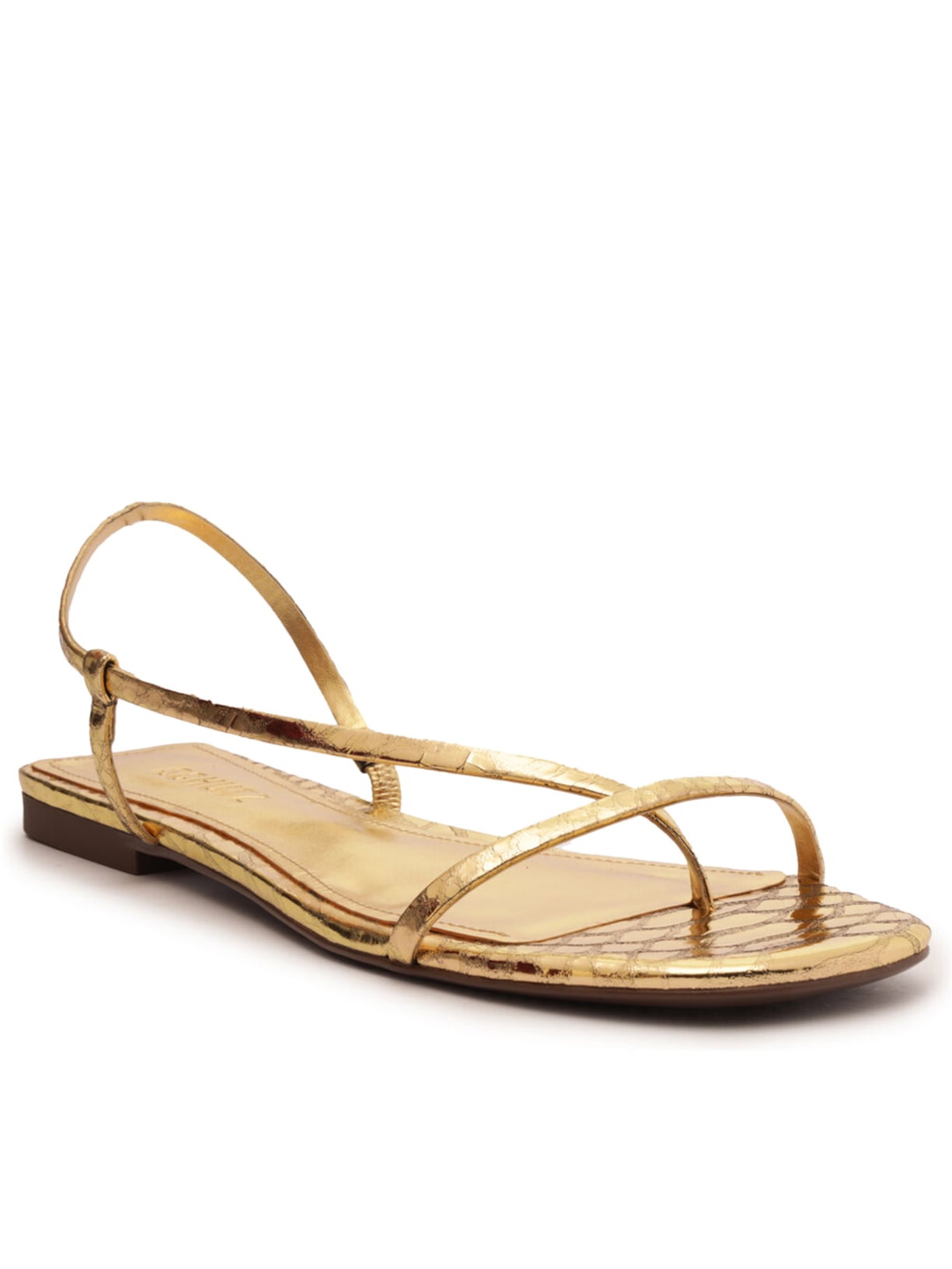 Sandália Feminina Rasteira Tiras Disc Othe Dourado Schutz