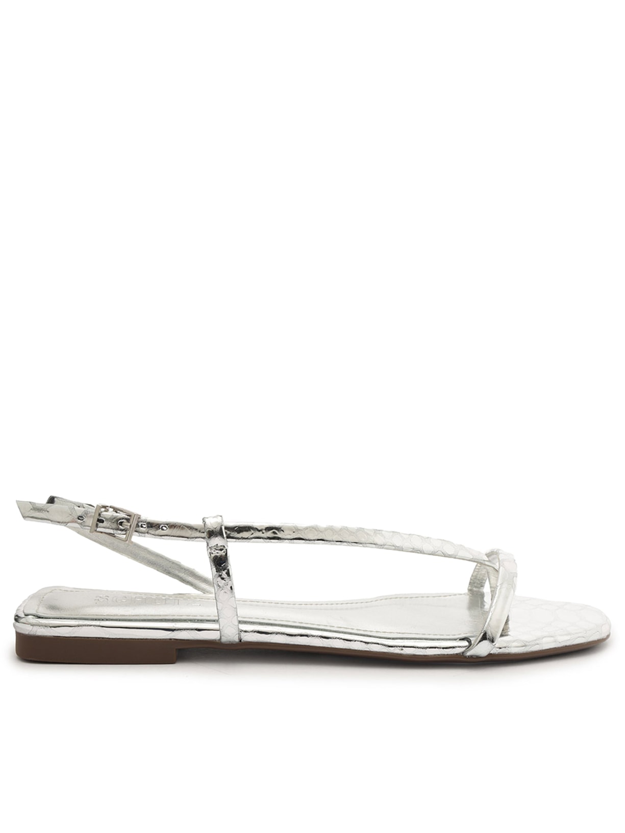 Sandália Feminina Rasteira Tiras Disc Othe - Prata