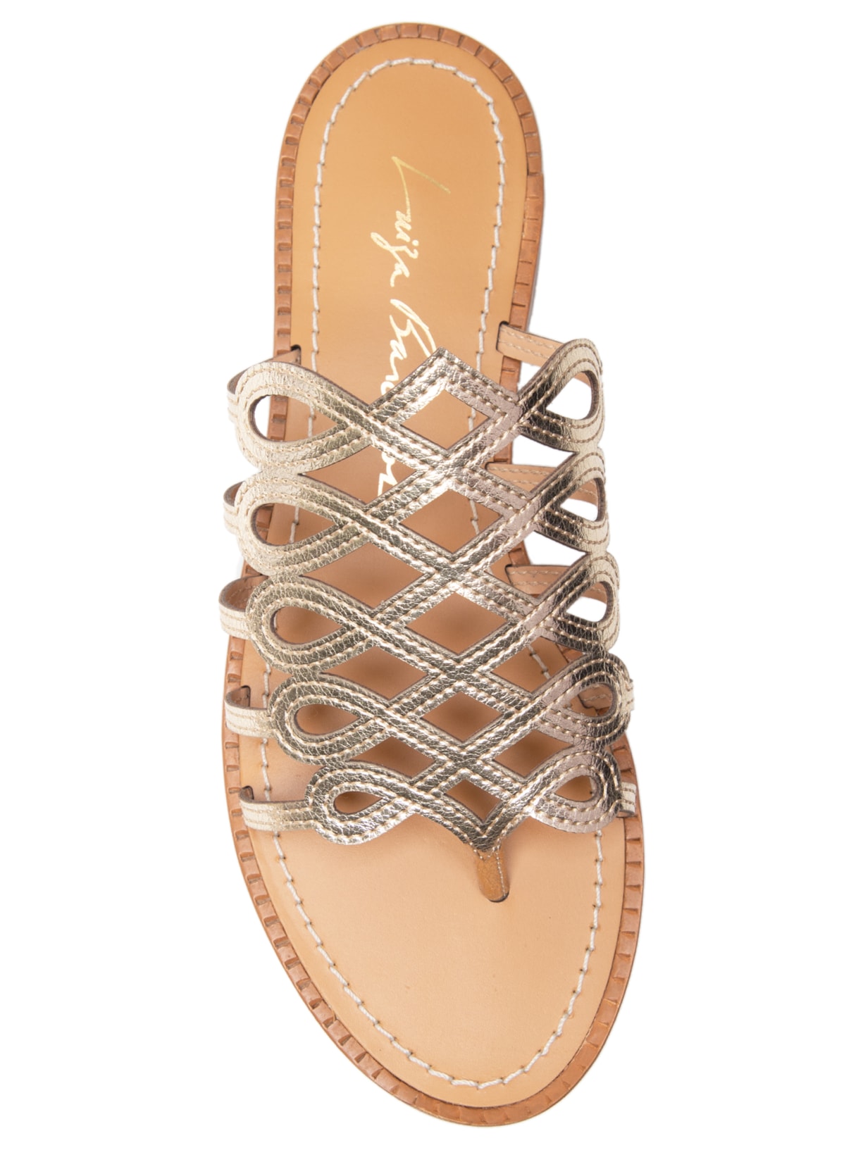 Sandália Feminina Rasteira Tiras Dourado Luiza Barcelos