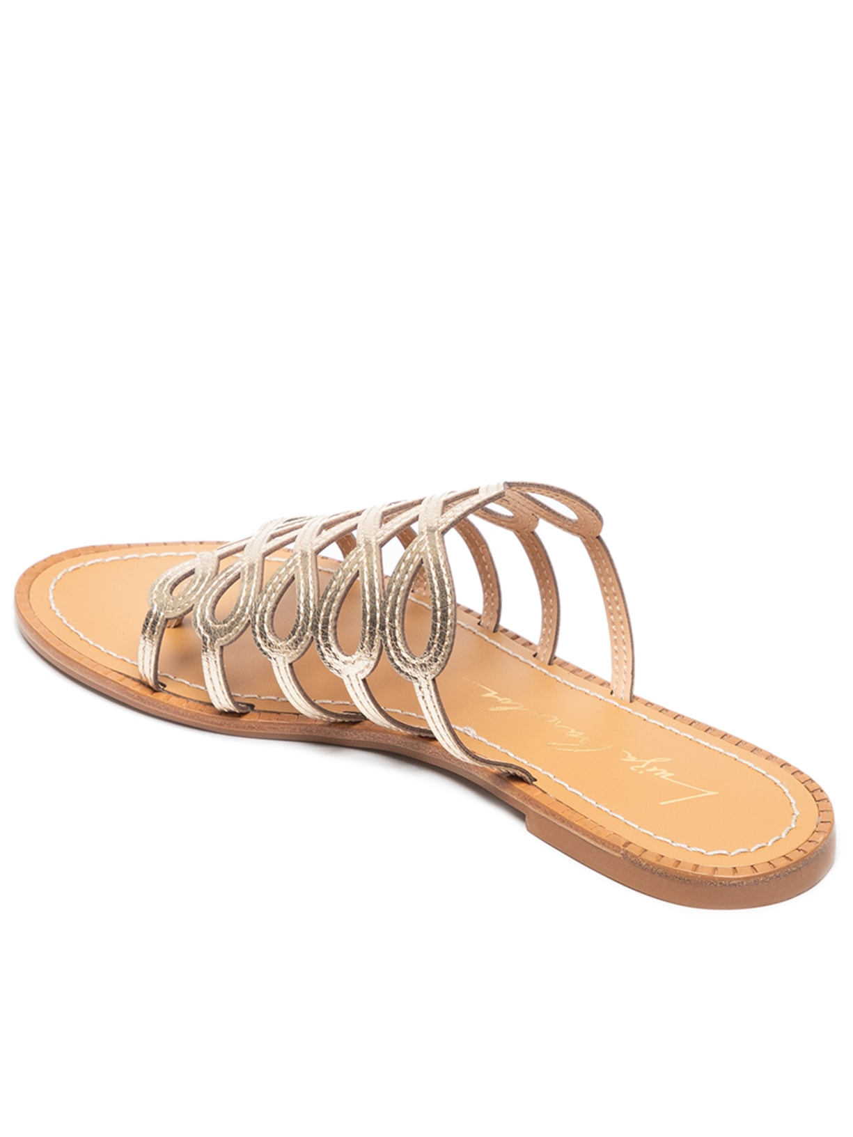 Sandália Feminina Rasteira Tiras Dourado Luiza Barcelos