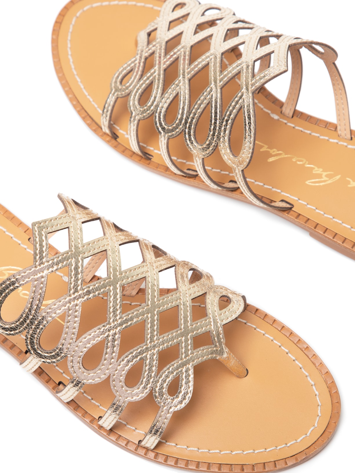 Sandália Feminina Rasteira Tiras Dourado Luiza Barcelos