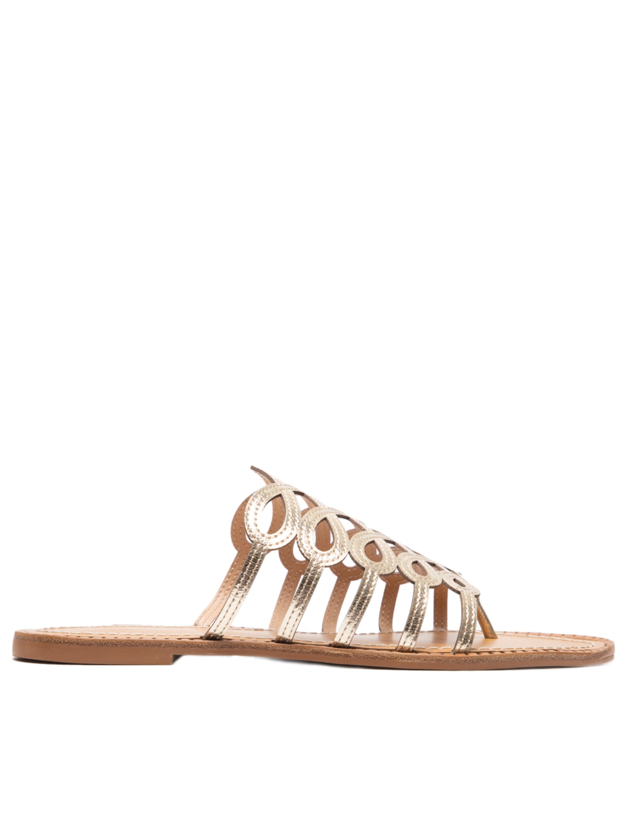 Sandália Feminina Rasteira Tiras Dourado Luiza Barcelos