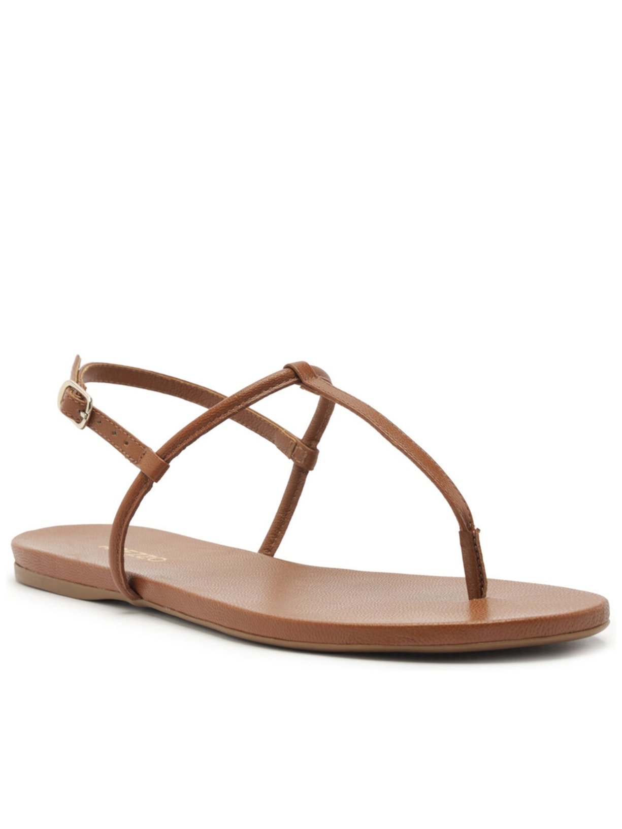 Sandália Feminina Rasteira Tiras Slim Básica Marrom Arezzo