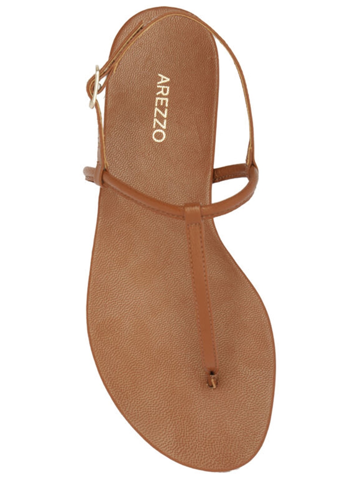 Sandália Feminina Rasteira Tiras Slim Básica Marrom Arezzo