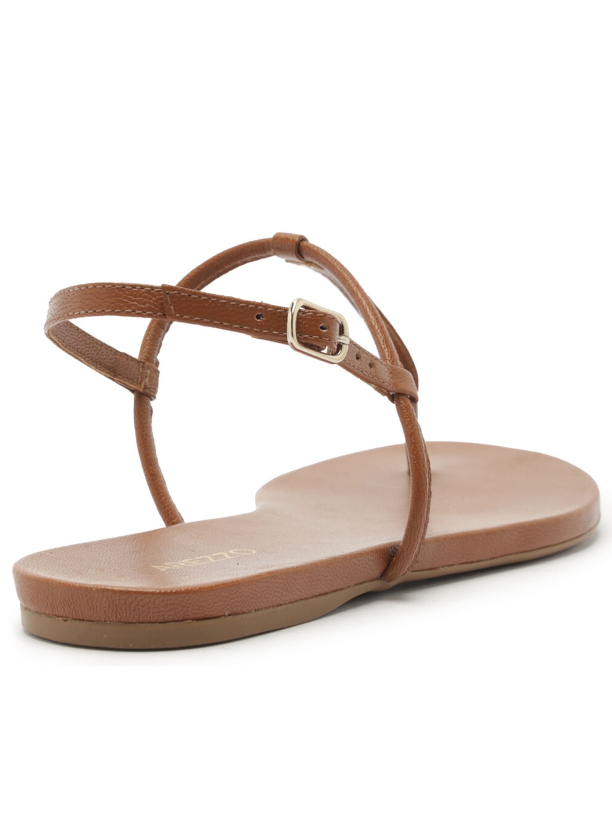 Sandália Feminina Rasteira Tiras Slim Básica Marrom Arezzo