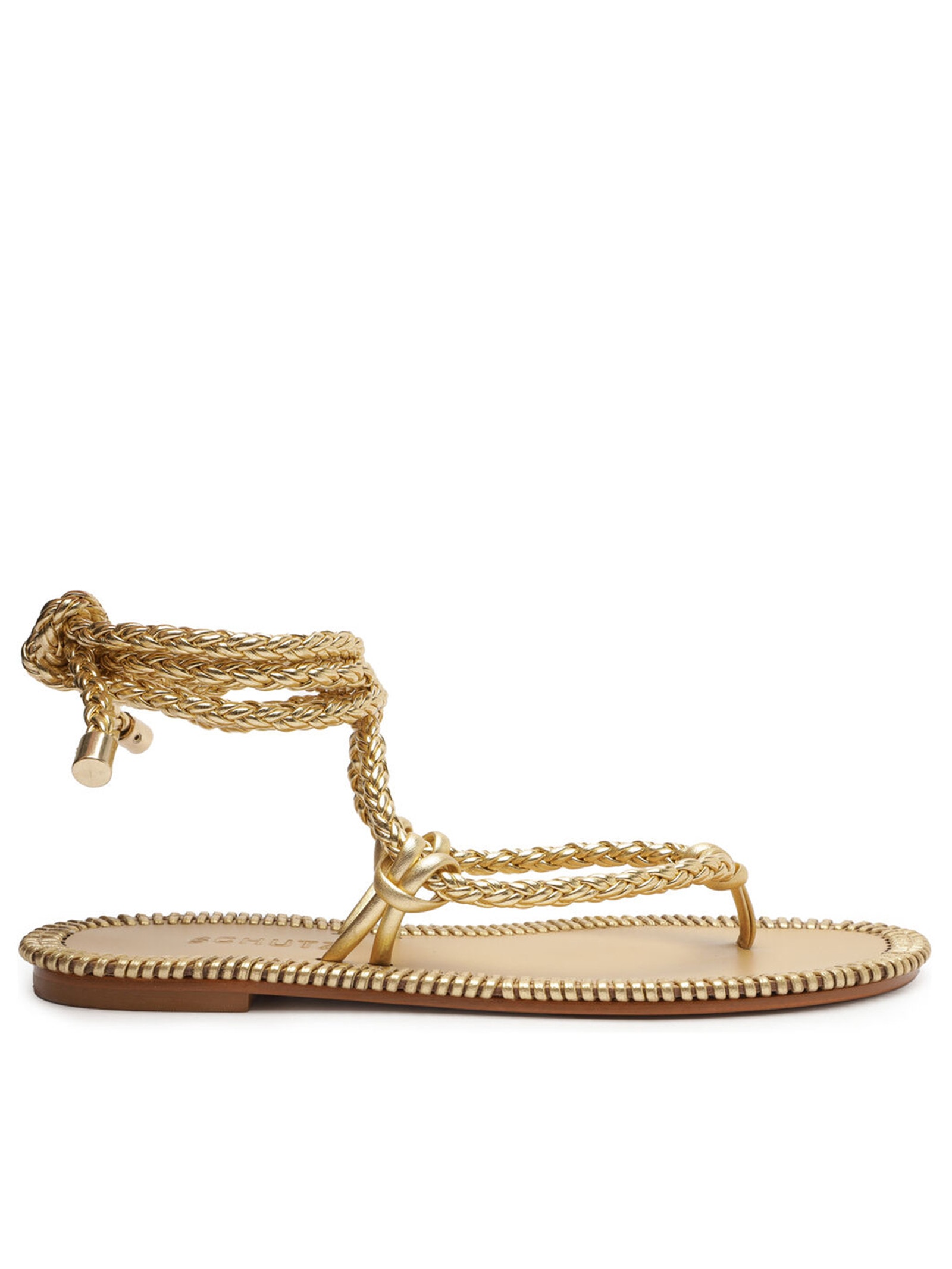 Sandália Feminina Rasteira Trançada - Schutz - Dourado