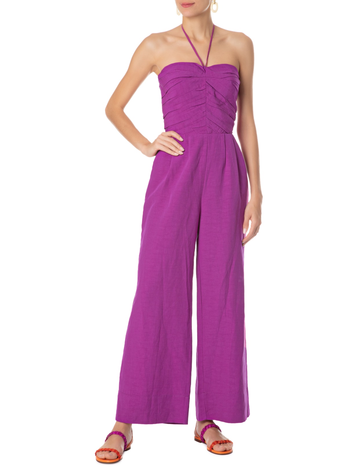 Sandália Feminina Rasteira Tranças Camurça Hotfix Laranja Luiza Barcelos