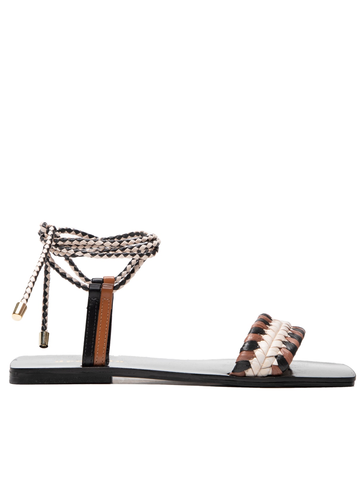 Sandália Feminina Rasteira Tresse - Preto