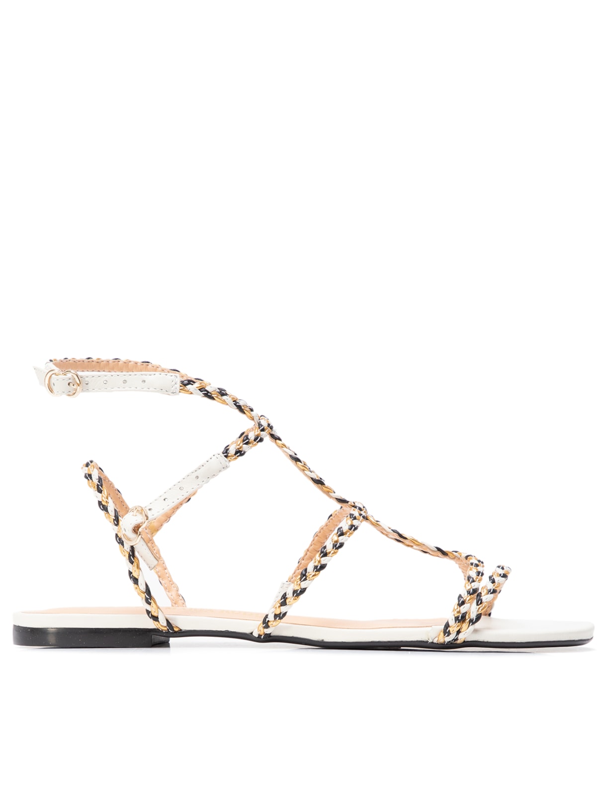 Sandália Feminina Rasteiras Tiras Trançadas Off White Luiza Barcelos + Maria Rudge