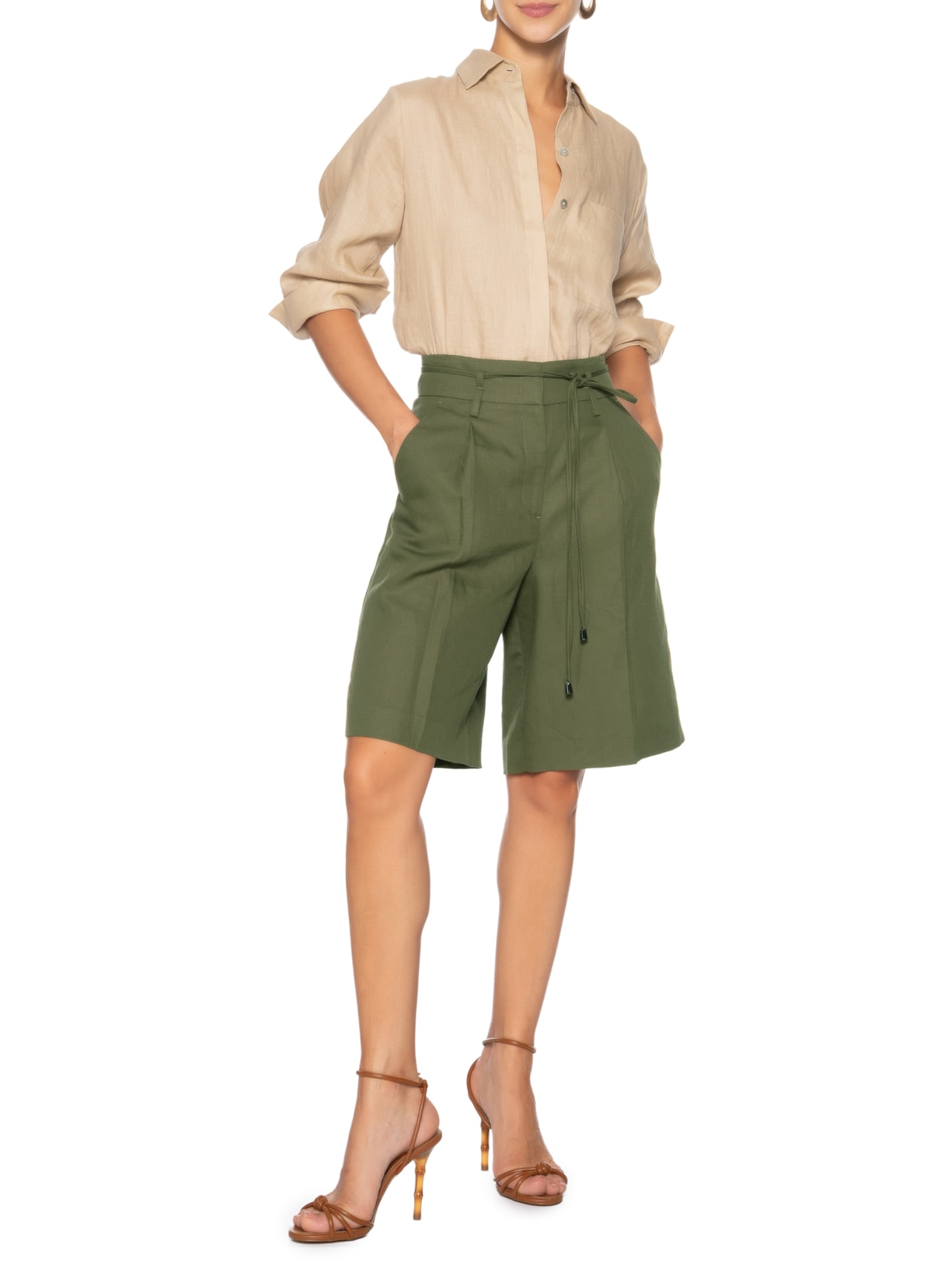 Sandália Feminina Salto Alto Bambu Isla Marrom Arezzo + Isla