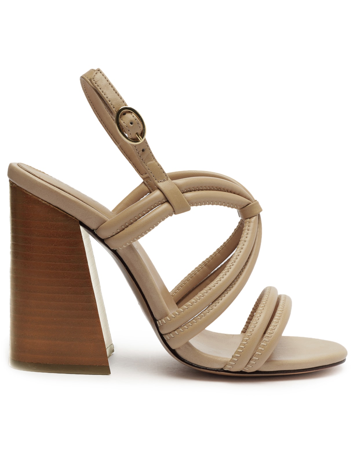 Sandália Feminina Salto Alto Bloco - Bege