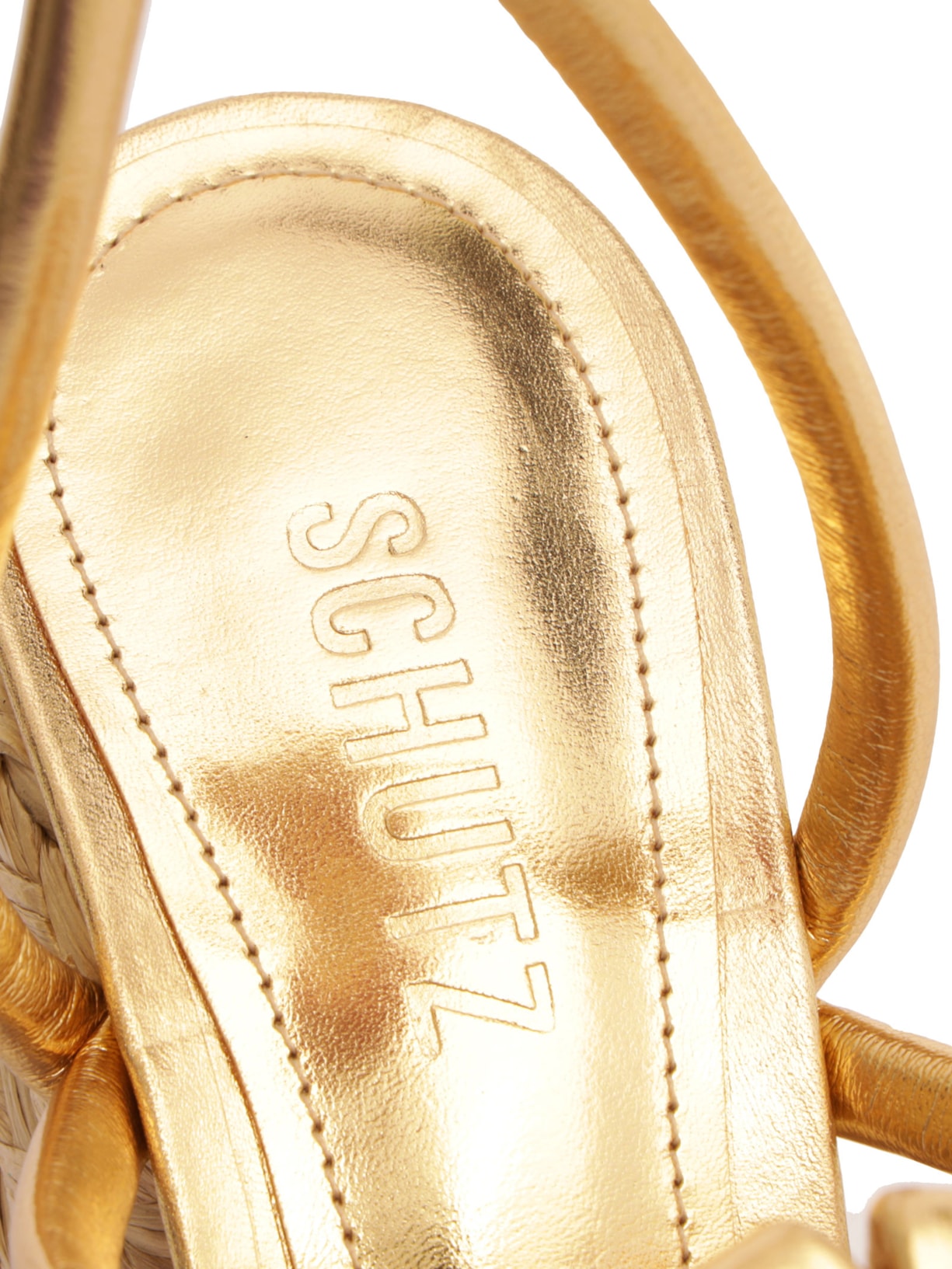 Sandália Feminina Salto Alto Bloco Dourado Schutz