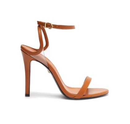 Sandália Feminina Salto Alto Couro - Marrom