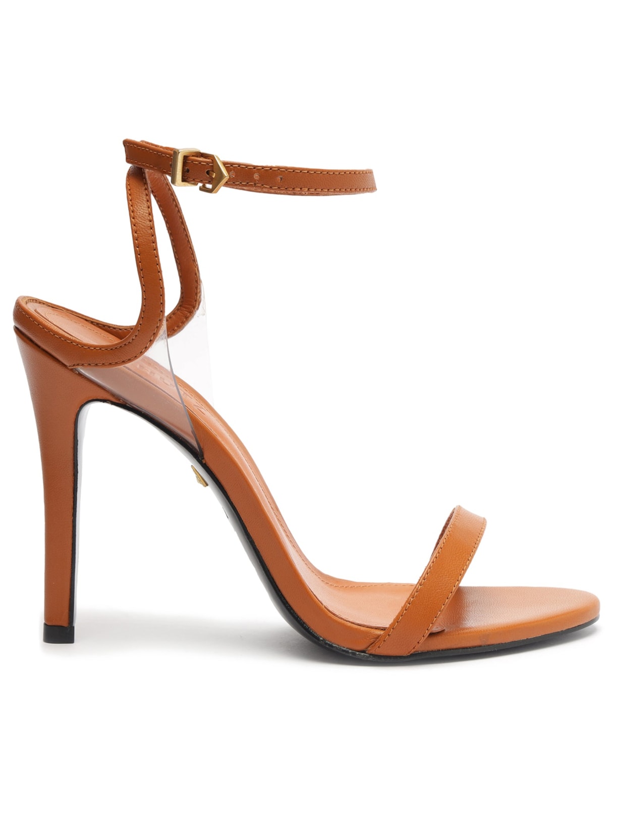 Sandália Feminina Salto Alto Couro - Marrom