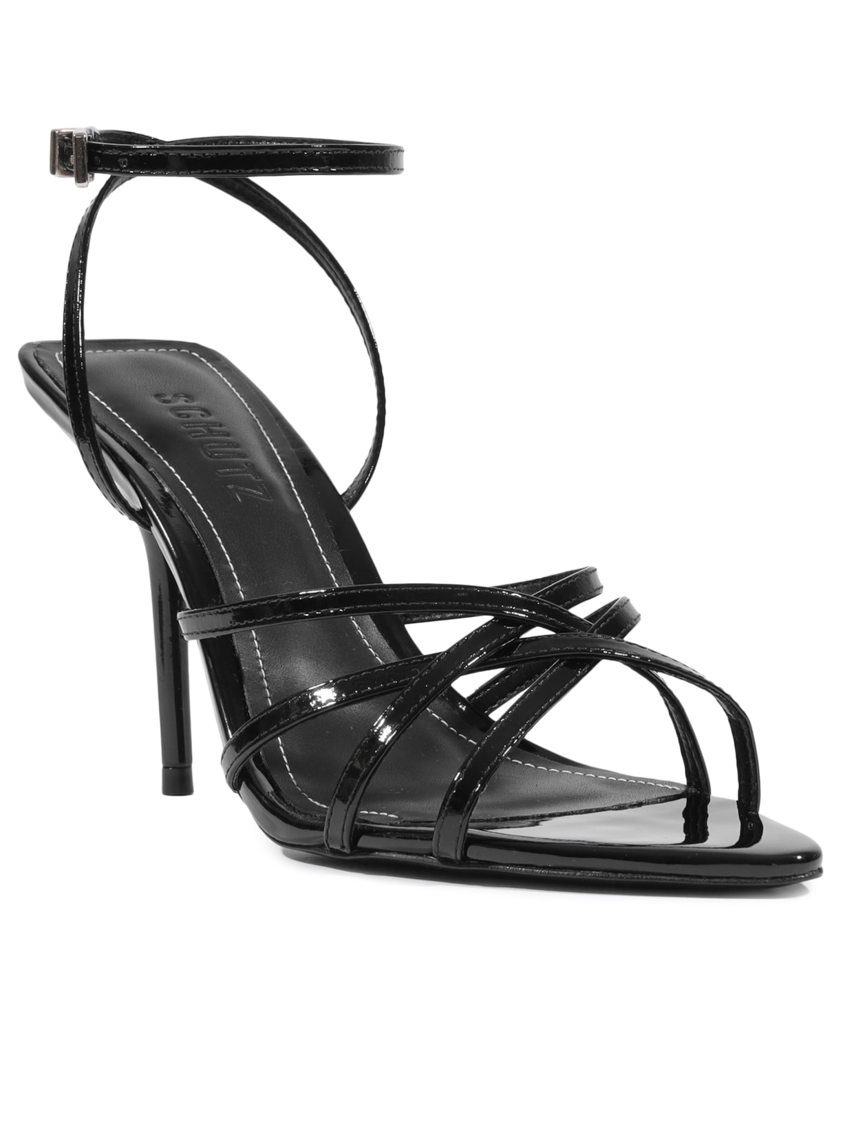 Sandália Feminina Salto Alto Couro Preto Schutz