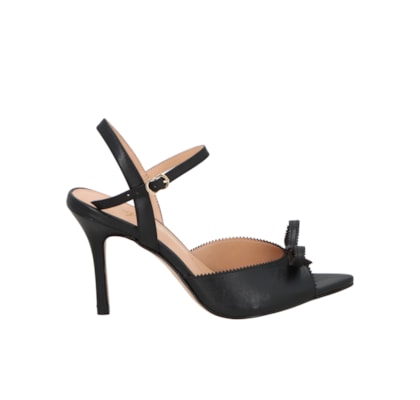 Sandália Feminina Salto Alto Fino Em Couro - Preto