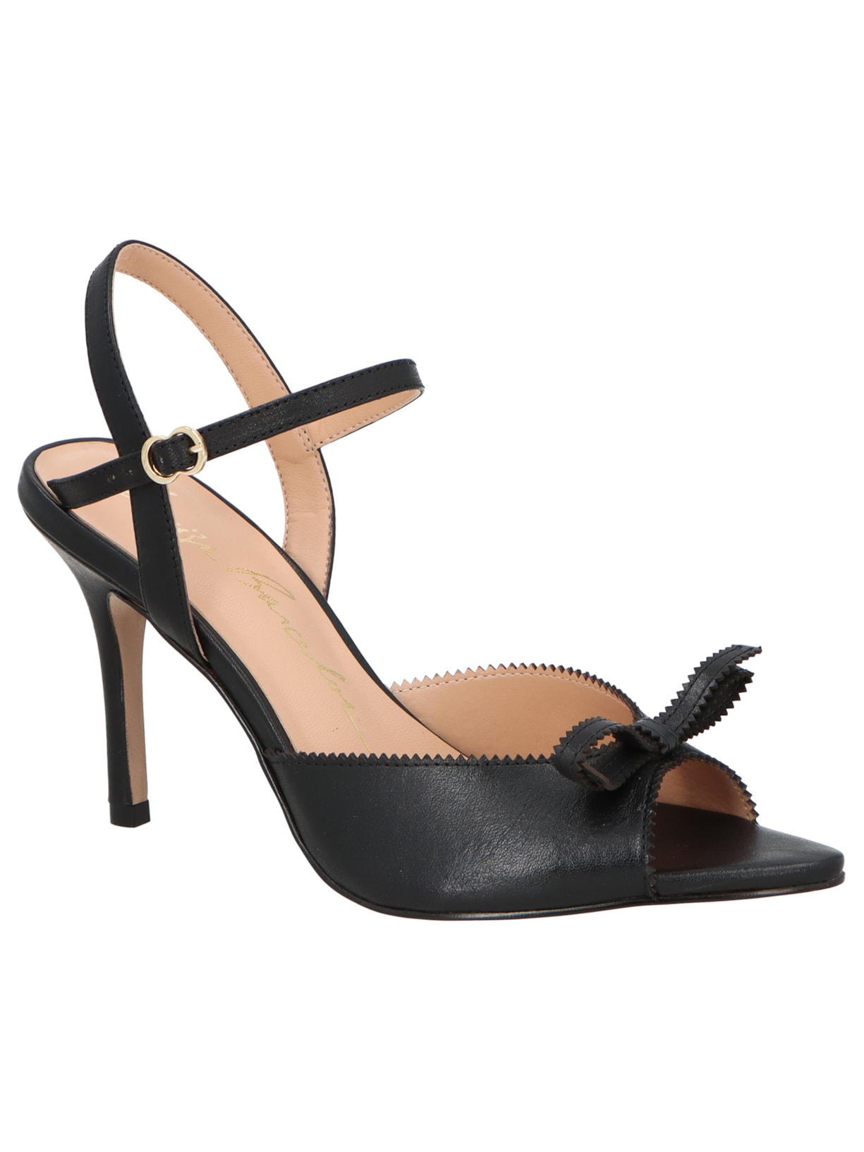 Sandália Feminina Salto Alto Fino Em Couro Preto Luiza Barcelos