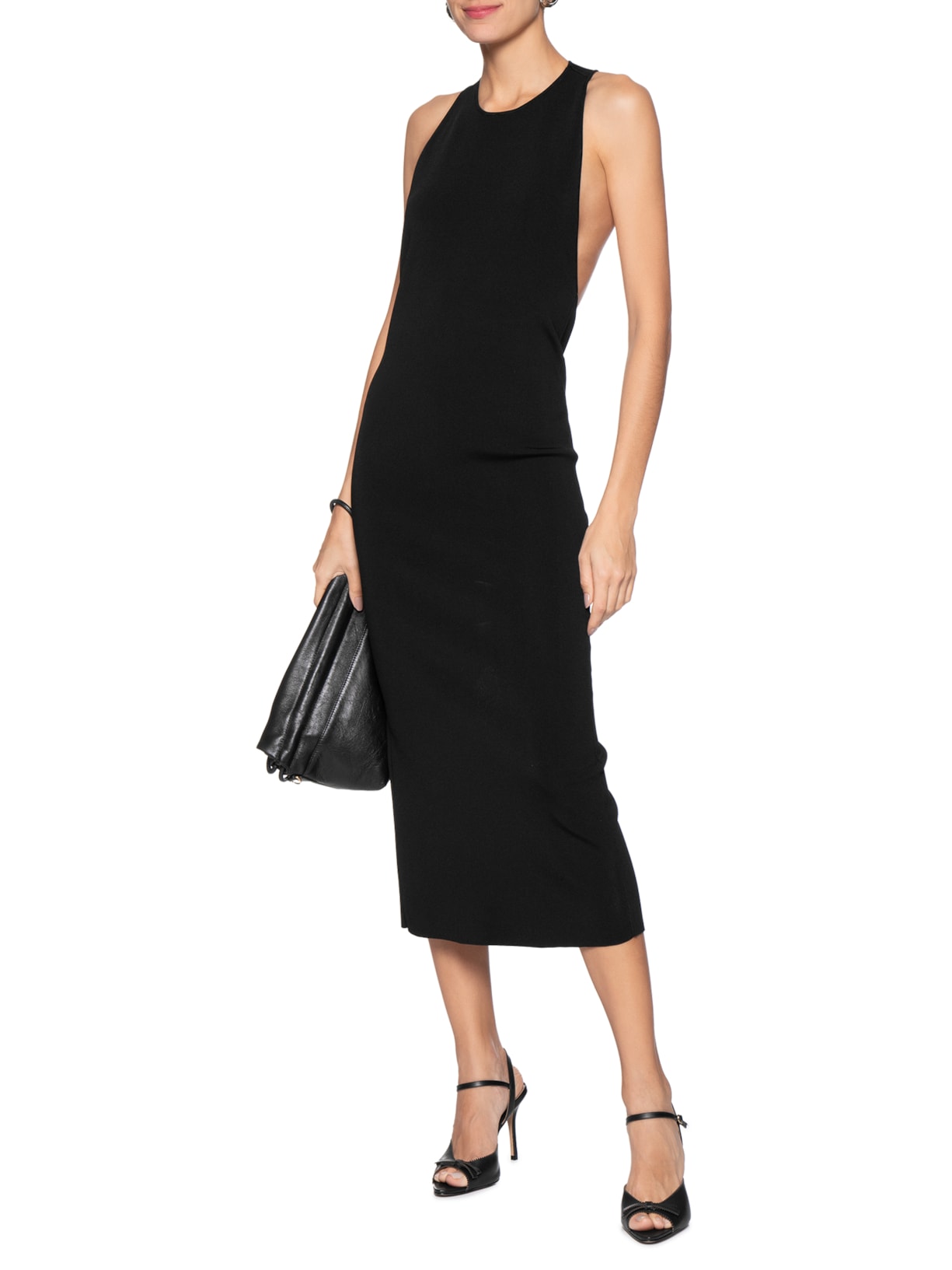 Sandália Feminina Salto Alto Fino Em Couro Preto Luiza Barcelos