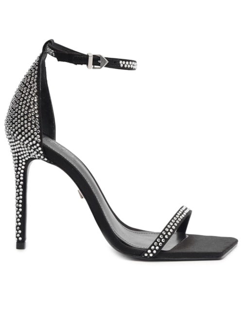 Sandália Feminina Salto Alto Jenna Cetim - Preto