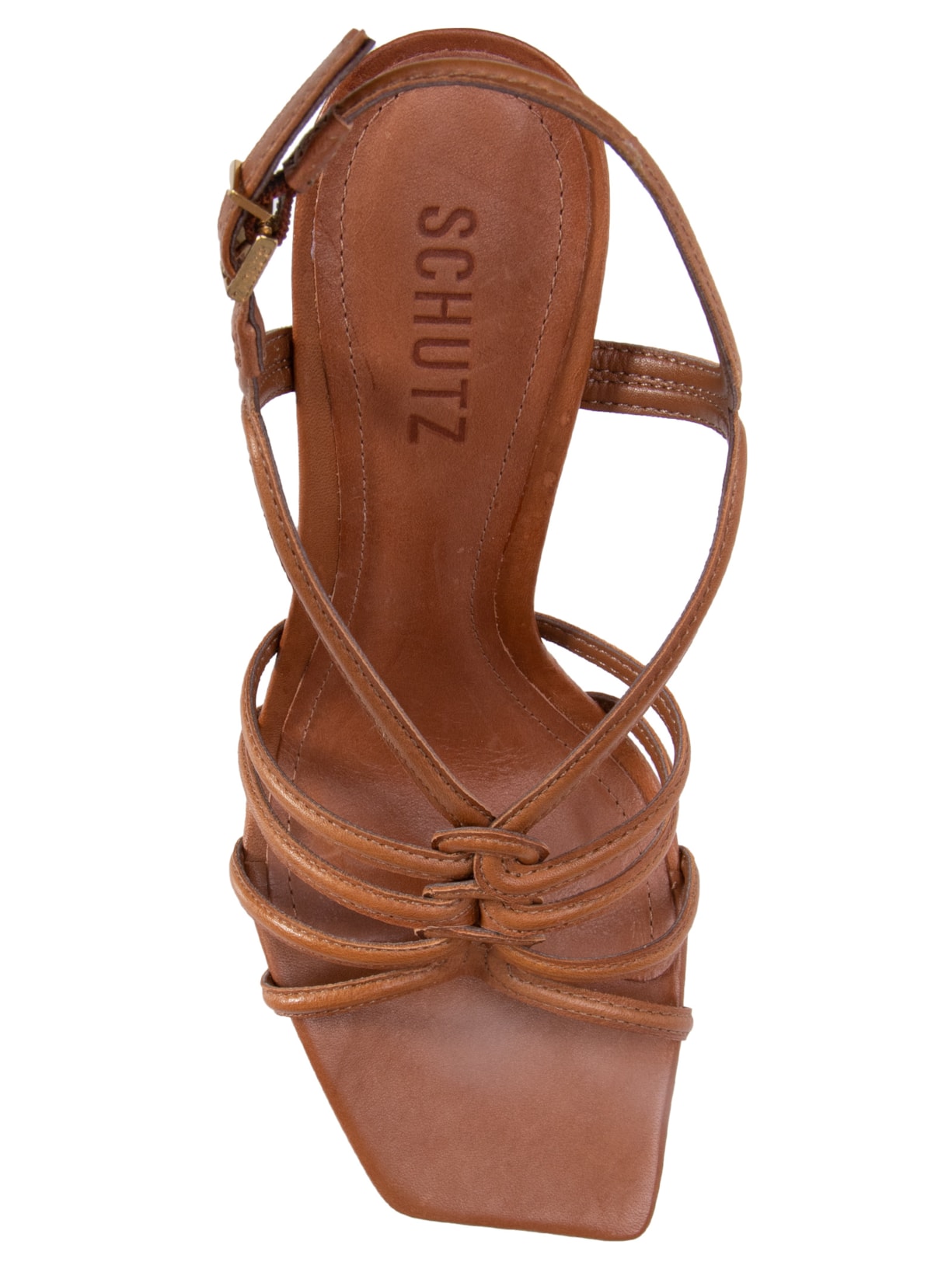 Sandália Feminina Salto Alto Octavia Couro Marrom Schutz