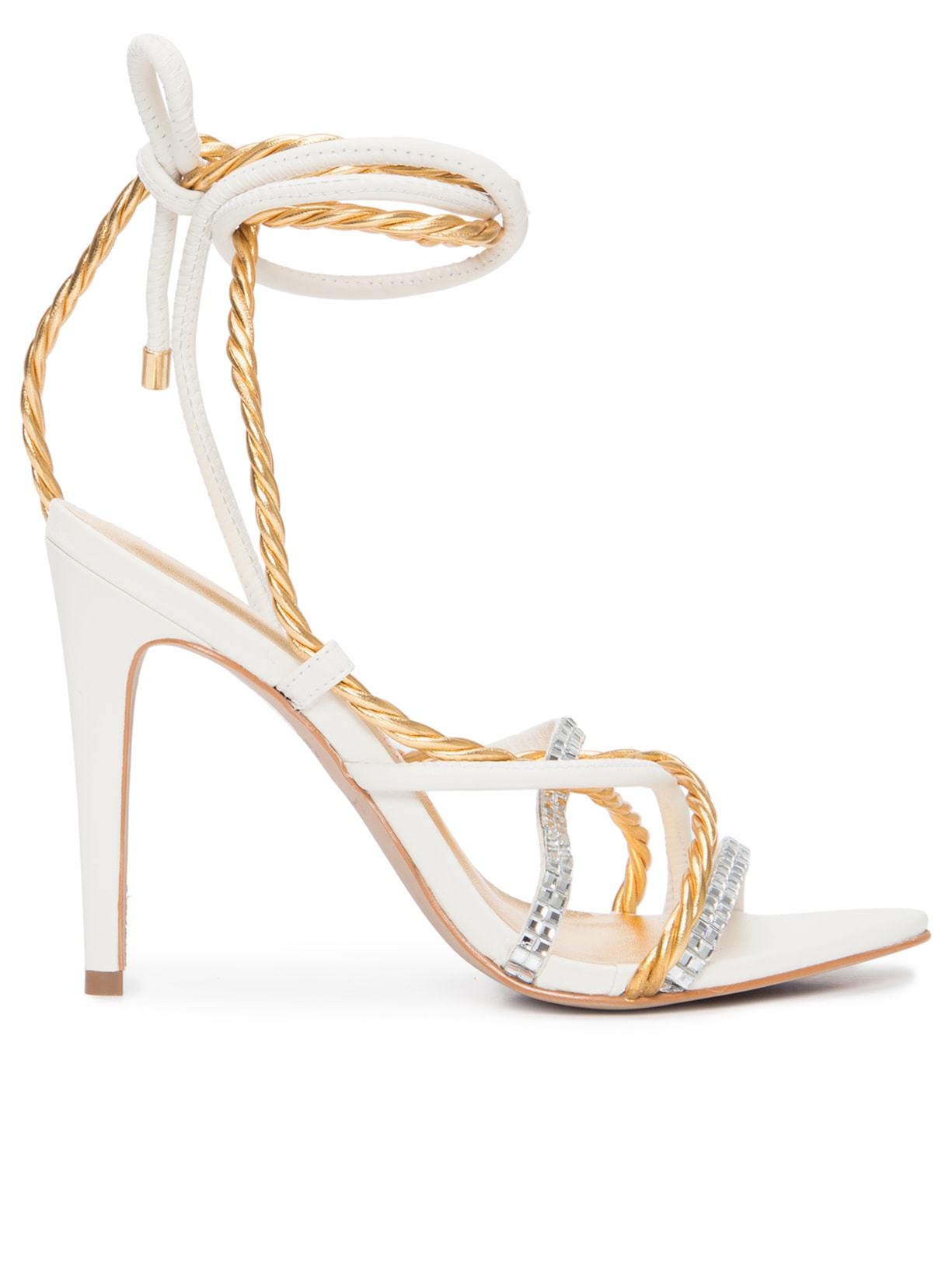 Sandália Feminina Salto Alto - Off White