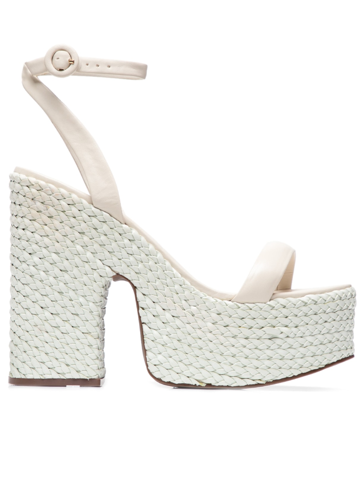 Sandália Feminina Salto Alto Plataforma Couro - Branco