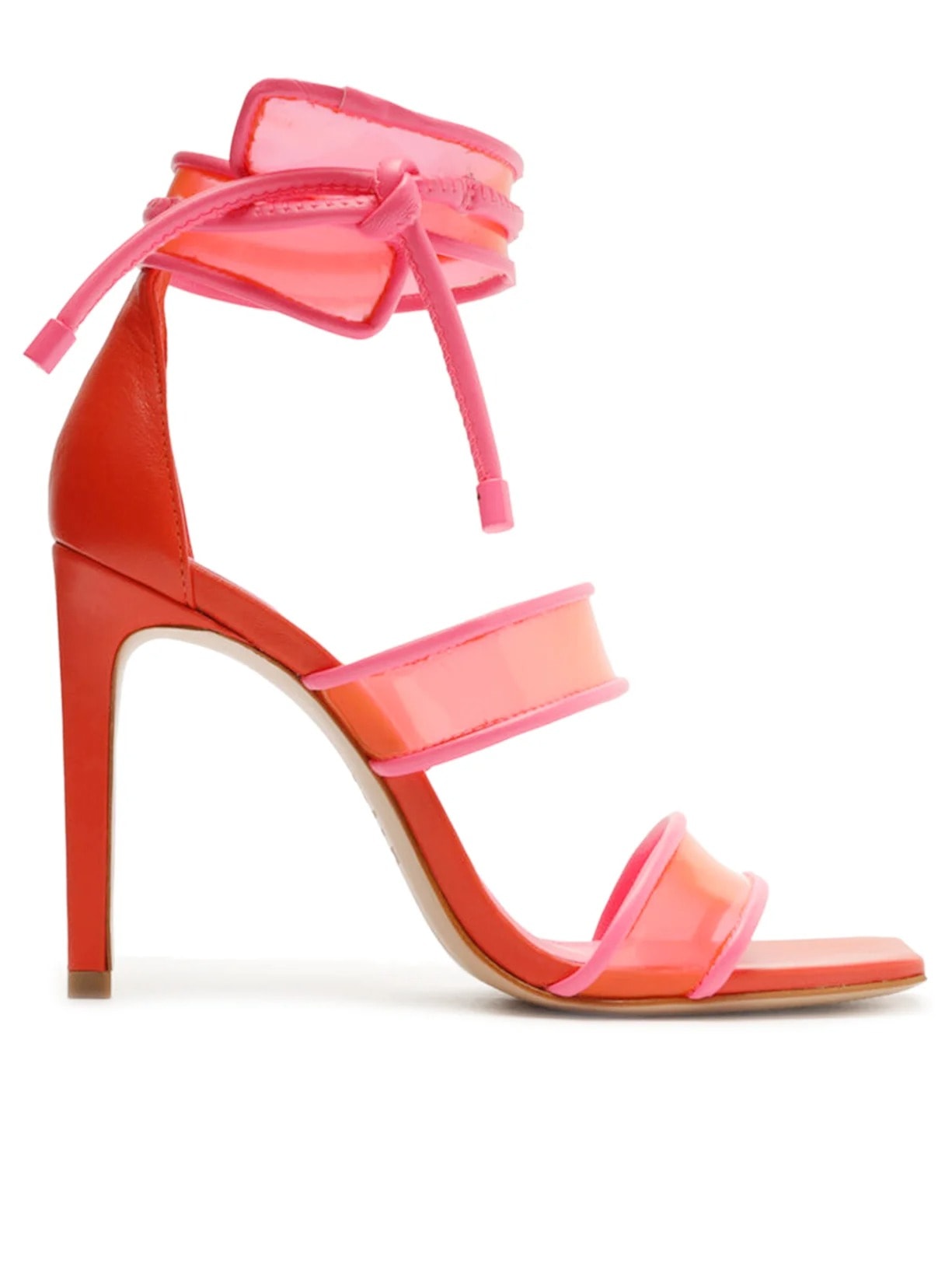 Sandália Feminina Salto Alto Thalia Vinil Amarração Vermelho Schutz