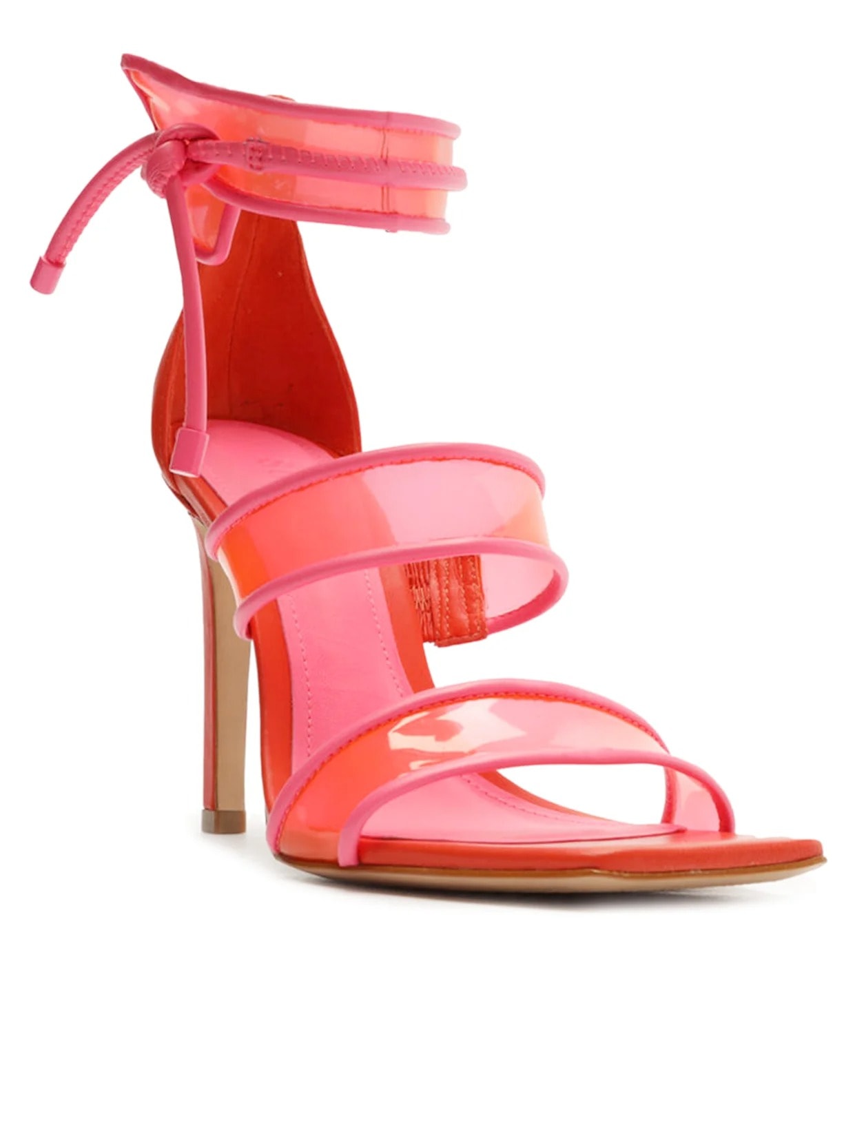 Sandália Feminina Salto Alto Thalia Vinil Amarração Vermelho Schutz