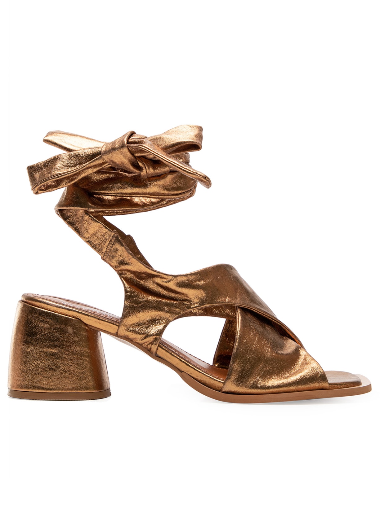 Sandália Feminina Salto Amarração - Dourado