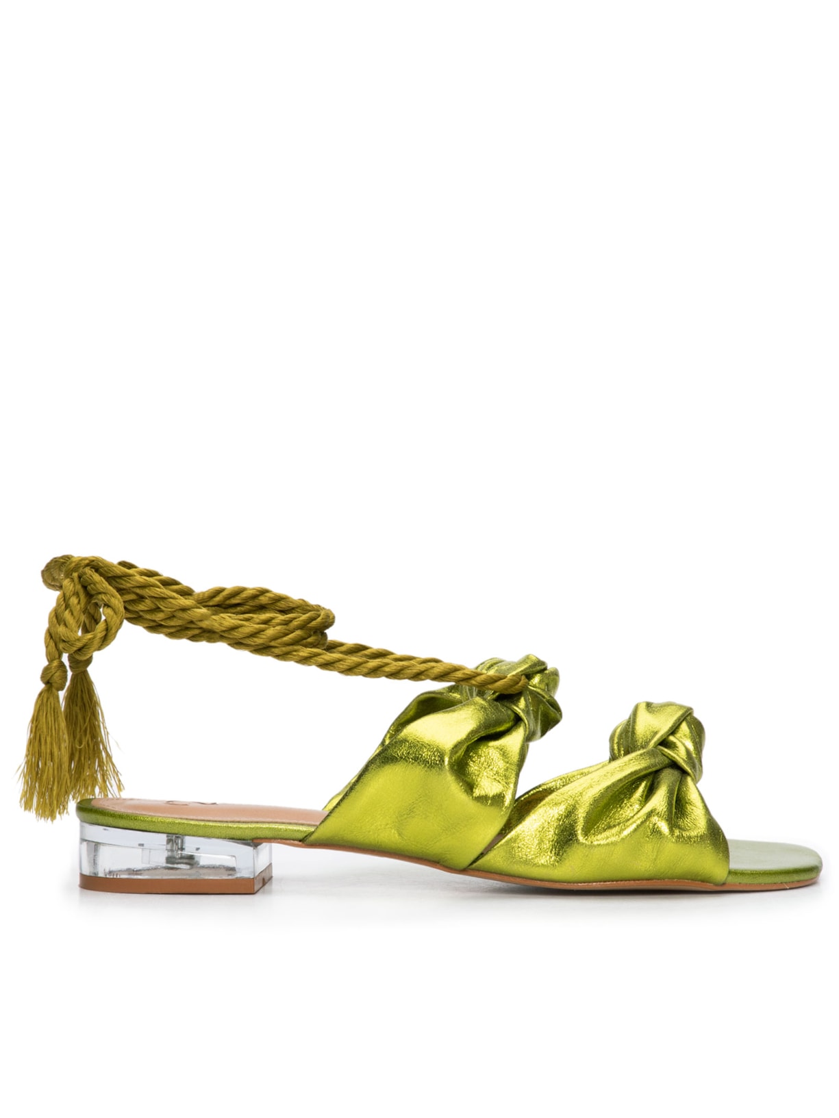 Sandália Feminina Salto Baixo Amarração - Verde