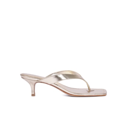 Sandália Feminina Salto Baixo Fino Tiras -  Dourado