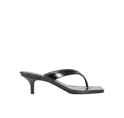 Sandália Feminina Salto Baixo Fino Tiras -  Preto