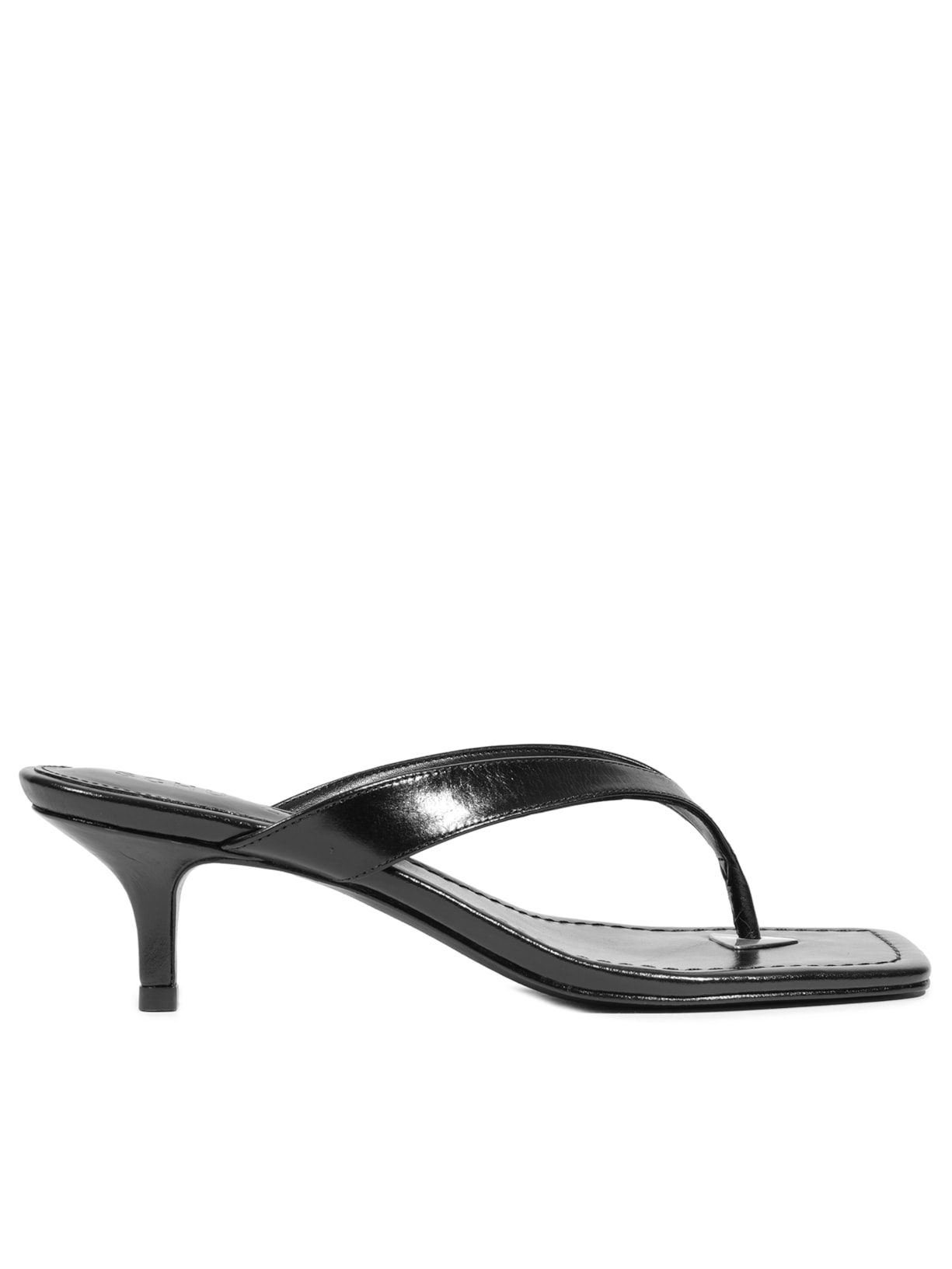 Sandália Feminina Salto Baixo Fino Tiras - Preto