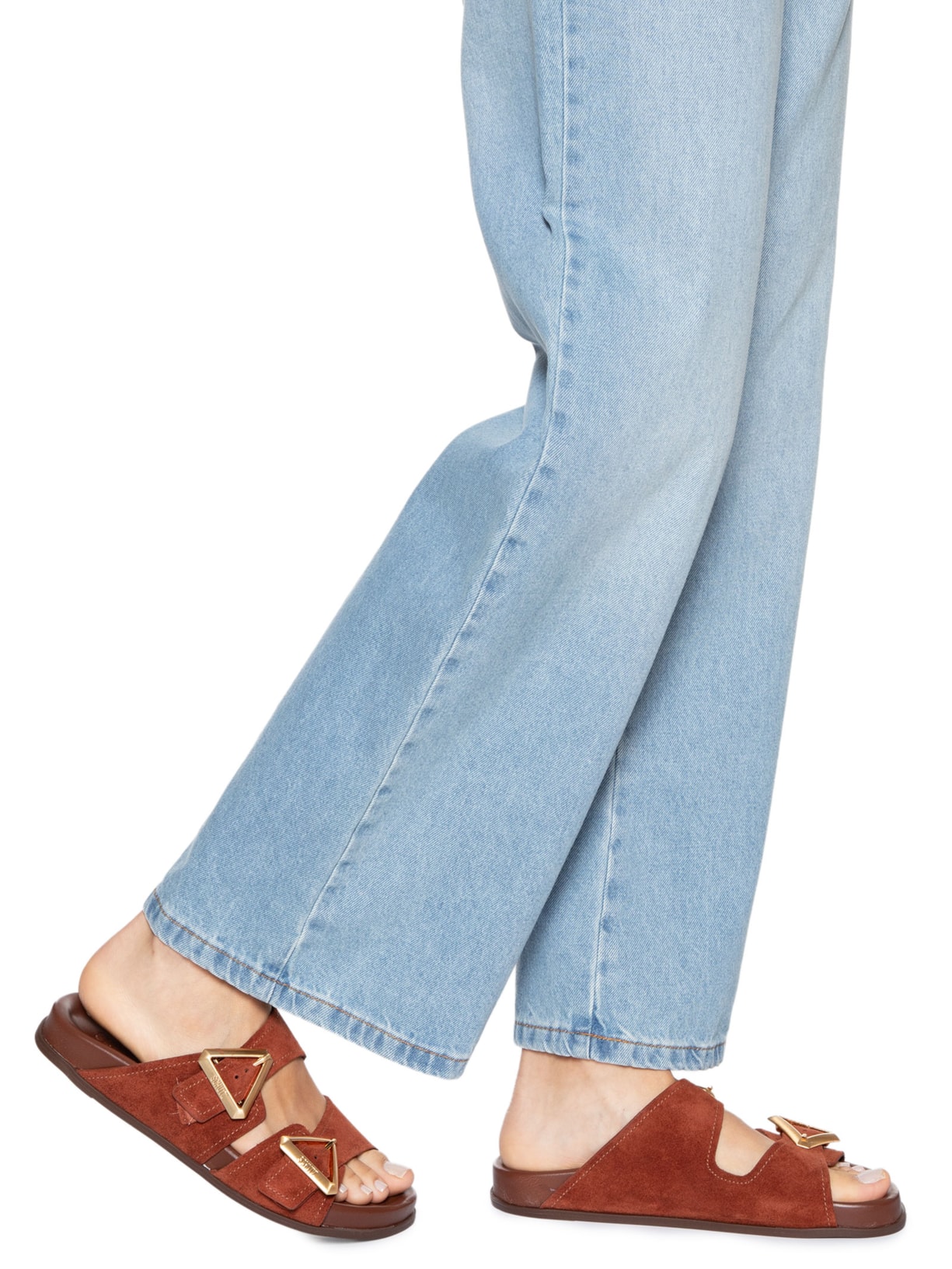 Sandália Feminina Salto Baixo Marrom Schutz