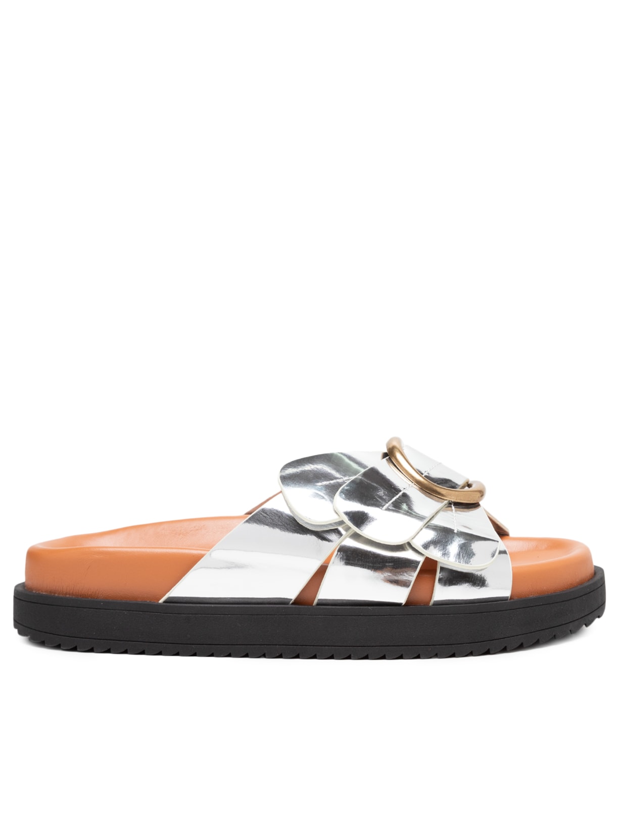 Sandália Feminina Salto Baixo - Prata