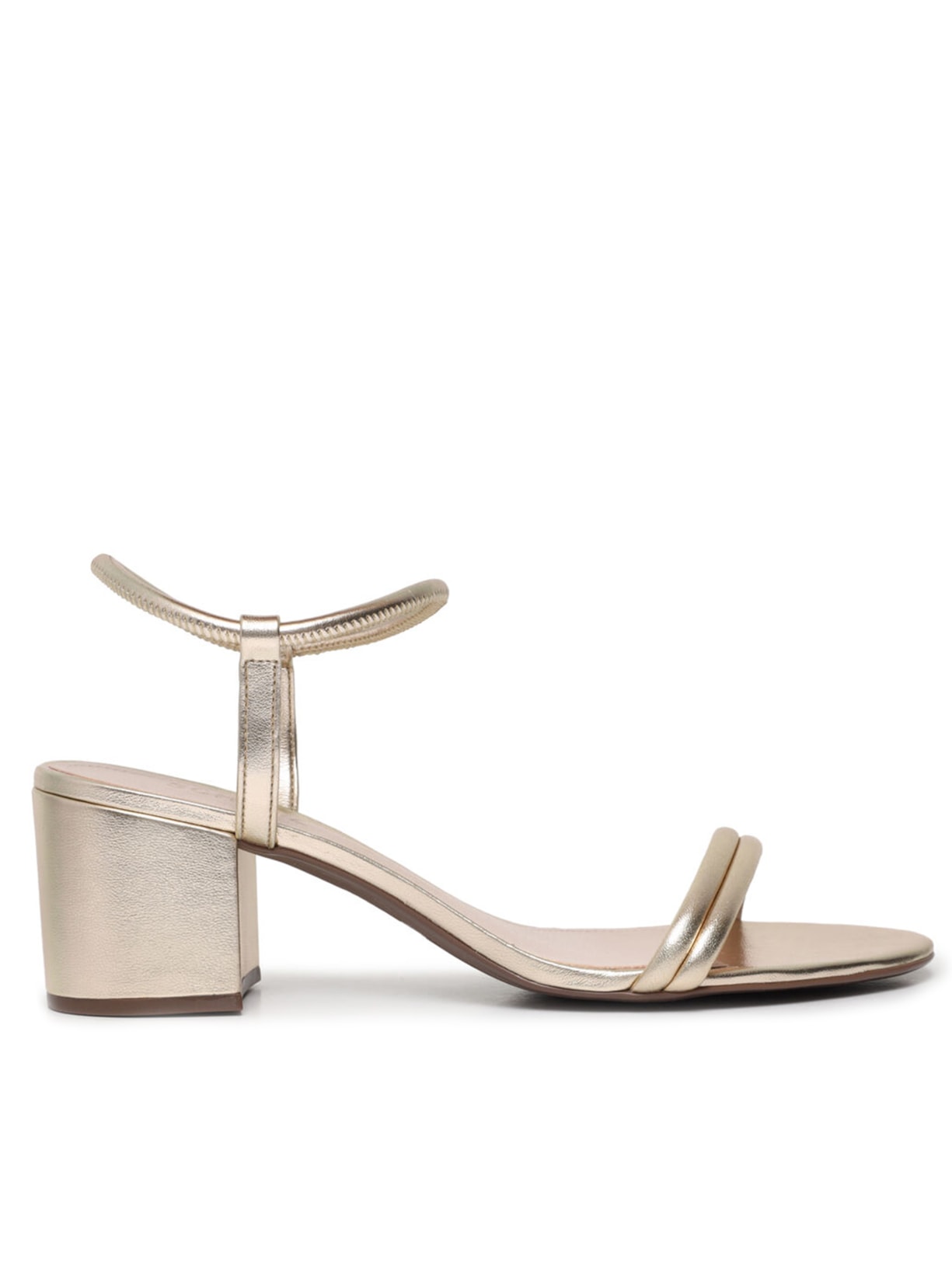 Sandália Feminina Salto Bloco Carmen Tiras - Dourado